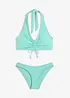 Bikini med halterneck och rynkning (2 delar), bonprix