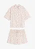 Pyjamas med shorts, slubbeffekter, oversized, bonprix