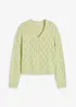 Stickad hålmönstrad cardigan, bonprix