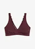 Ribbstickad bralette med ekologisk bomull och spets, bonprix