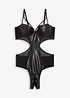 Stringbody ouvert med wetlook, bonprix