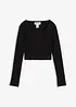 Ribbstickad topp i kort modell, bonprix