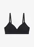 Vadderad bralette utan bygel, av ribbad, ekologisk bomull, bonprix