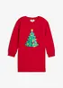 Trikåklänning med julmotiv, bonprix