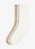 Strumpa med flätmönster (3-pack), bonprix