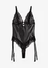 Body med wetlook och avtagbara strumpeband, bonprix