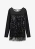 Långärmad topp med paljettfransar, bonprix