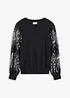 Finstickad tröja med paljettärmar, bonprix