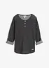 Långärmad topp med bomull och knappslå, bonprix