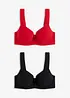 BH med formpressade kupor och spets (2-pack), bonprix