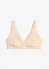 Ribbstickad bralette med ekologisk bomull och spets, bonprix