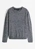 Stickad tröja med rund halsringning i melerad look, bonprix