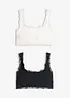 BH-topp med ekologisk bomull och spets (2-pack), bonprix