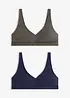 Bralette utan bygel, med ekologisk bomull (2-pack), bonprix