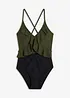 Baddräkt med cut-out och volanger, bonprix