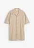 Kortärmad skjorta i luftig linnemix, avslappnad passform, bonprix