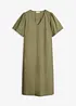 Mellanlång vävd klänning av ekologisk bomull, bonprix