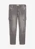 Tunna cargojeans i Regular Fit med resårlinning, Straight, bonprix