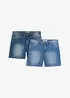 Jeansshorts Slim Fit, Mid Waist (2-pack), bonprix
