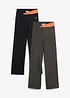 Stretchig sportbyxa i bomull med bootcut (2-pack), bonprix