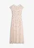 Aftonklänning i skir tyll med paljettbroderi, bonprix