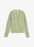Hålmönstrad cardigan med linneandel, bonprix