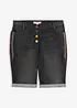 Jeansbermudas Mid Waist med broderi och bekväm midja, bonprix