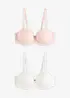 Balconette-BH med avtagbara axelband och mjuk spets (2-pack), bonprix