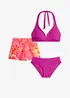Bikini med halterneck och shorts (3 delat set), bonprix