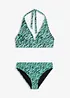 Bikini med halterneck och högt skurna benöppningar (2 delar), bonprix