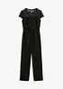 Jumpsuit i fintrådig jersey med spets, bonprix