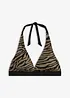 Bikiniöverdel med halterneck i glansigt material, bonprix