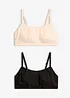 Bralette utan bygel, med bomull (2-pack), bonprix