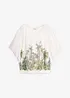 Chiffongblus med linne, bonprix