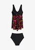 Lång tankini med mönstrat nätmaterial (2 delar), bonprix
