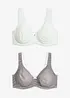 Ovadderad T-shirtbehå med bygel, i ekologisk bomull (2-pack), bonprix