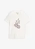 T-shirt med sidenandel och tryck, bonprix
