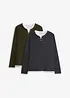 Långärmad T-shirt med 2-i-1-look (2-pack), bonprix