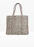 Vändbar shoppingväska i bomull med leopardmönster, bonprix