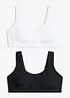BH utan bygel, med ekologisk bomull (2-pack), bonprix