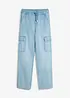 Dra på-jeans i Loose Fit med cargofickor, Straight, bonprix