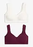Minimizer-BH i T-shirtmodell utan bygel, med ekologisk bomull (2-pack), bonprix
