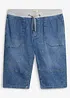 Långa dra på-jeansshorts, avslappnad passform, bonprix