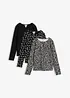 Långärmad topp av elastisk bomullsmix (3-pack), bonprix