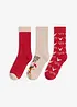 Värmande strumpor med julmotiv och insida i frotté (3-pack), bonprix
