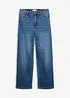 Wide Leg-jeans, Mid Waist med leopardmönstrade detaljer, bonprix