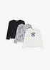 Långärmad T-shirt i ekologisk bomull (3-pack), bonprix