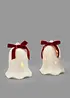 Prydnadsföremål med LED-belysning – klockor med rosett (2-pack), bonprix