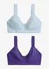 BH utan bygel med ekologisk bomull och spets (2-pack), bonprix
