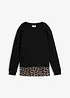Sweatshirt med leopardmönstrad besättning, bonprix